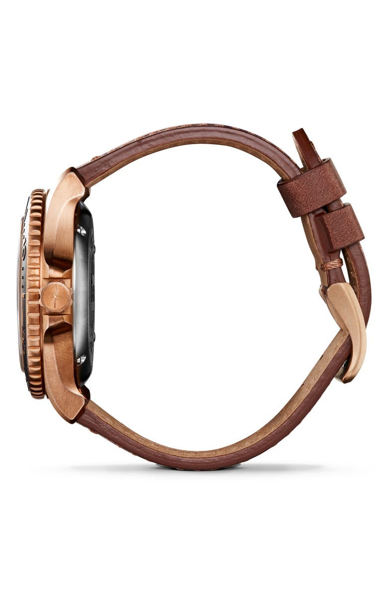Shinola Monster Automatic Strap Watch, 43mm, Alternate, color, Teak/ Black/ Bronze