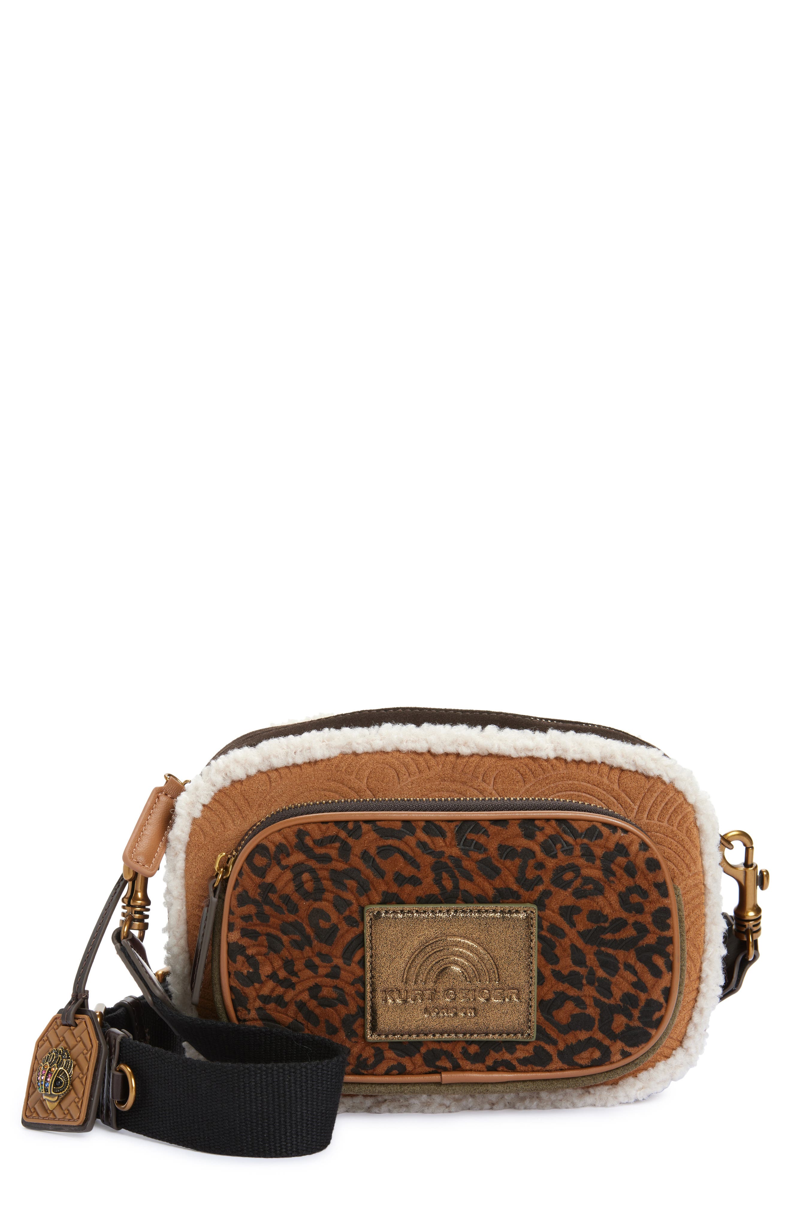 Kurt Geiger London Southbank Tag Mixed Media Camera Bag, Main, color, Light/ Pastel Brown