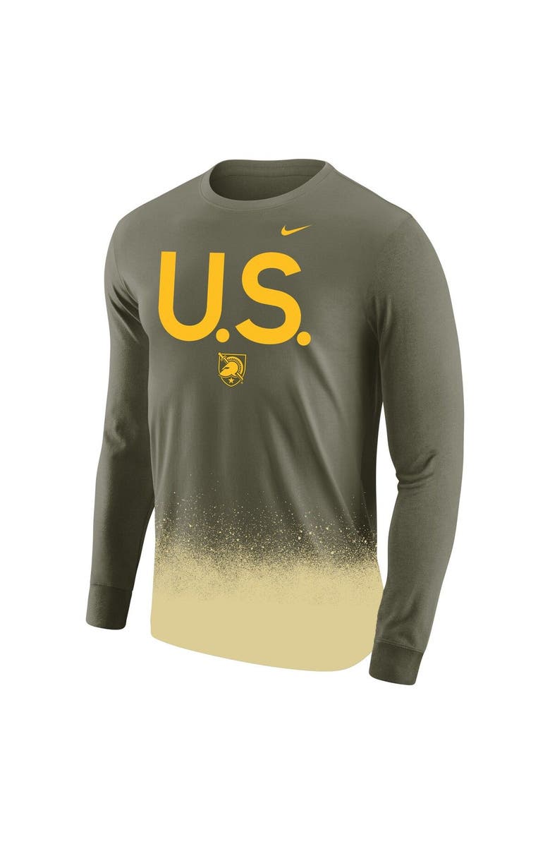 Nike Men's Nike Olive Army Black Knights 1st Armored Division Old Ironsides Rivalry Splatter Long Sleeve T-Shirt, Alternate, color, Olive