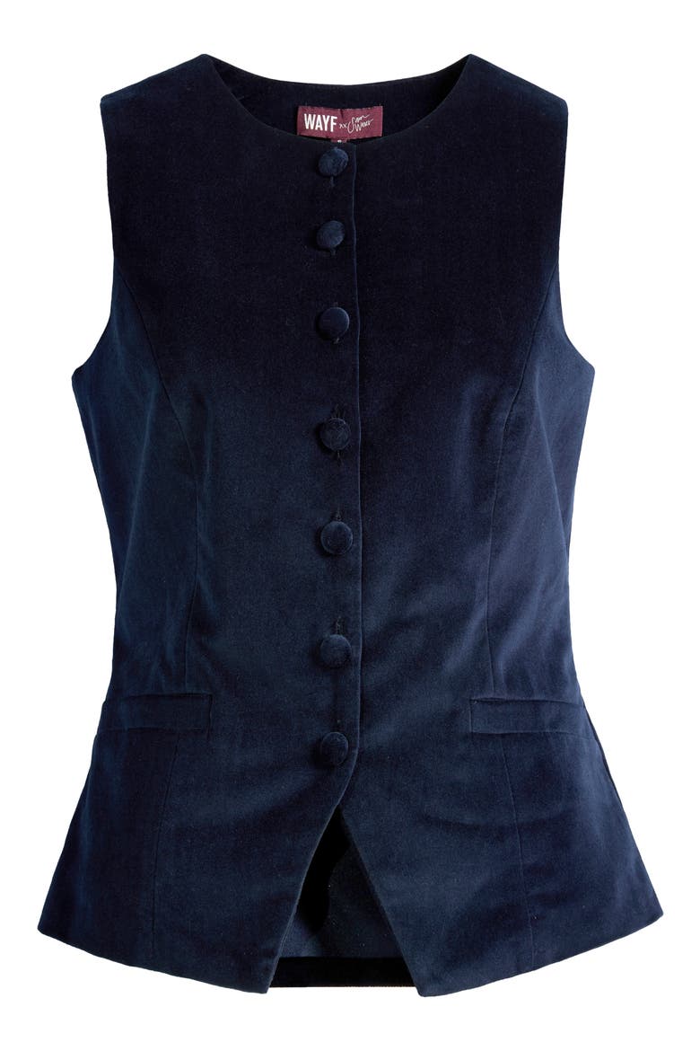 x Sara Walker Lee Velveteen Vest, Alternate, color, NAVY