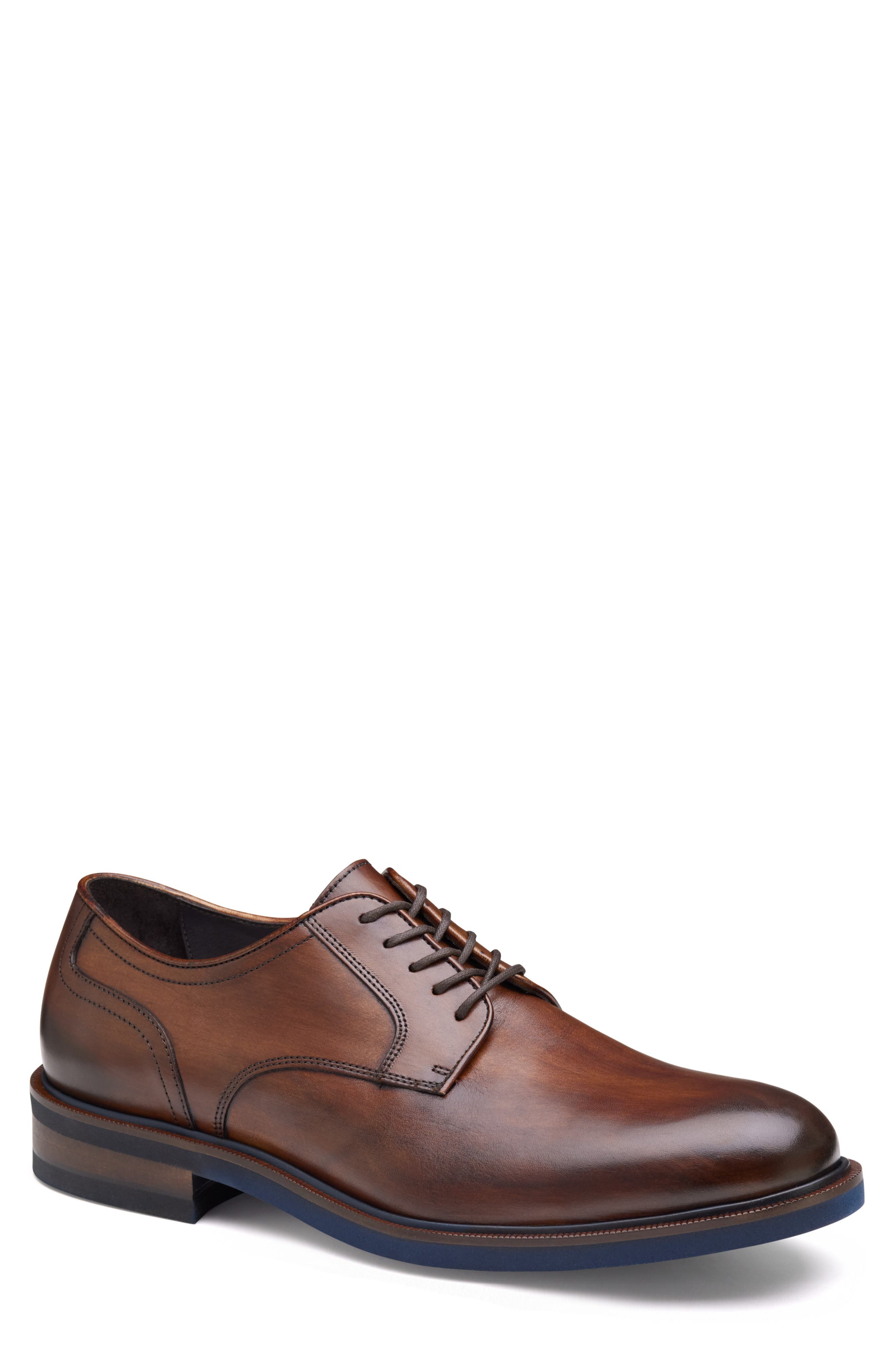 Johnston & Murphy Hartley Plain Toe Derby, Main, color, Brown Italian Calfskin