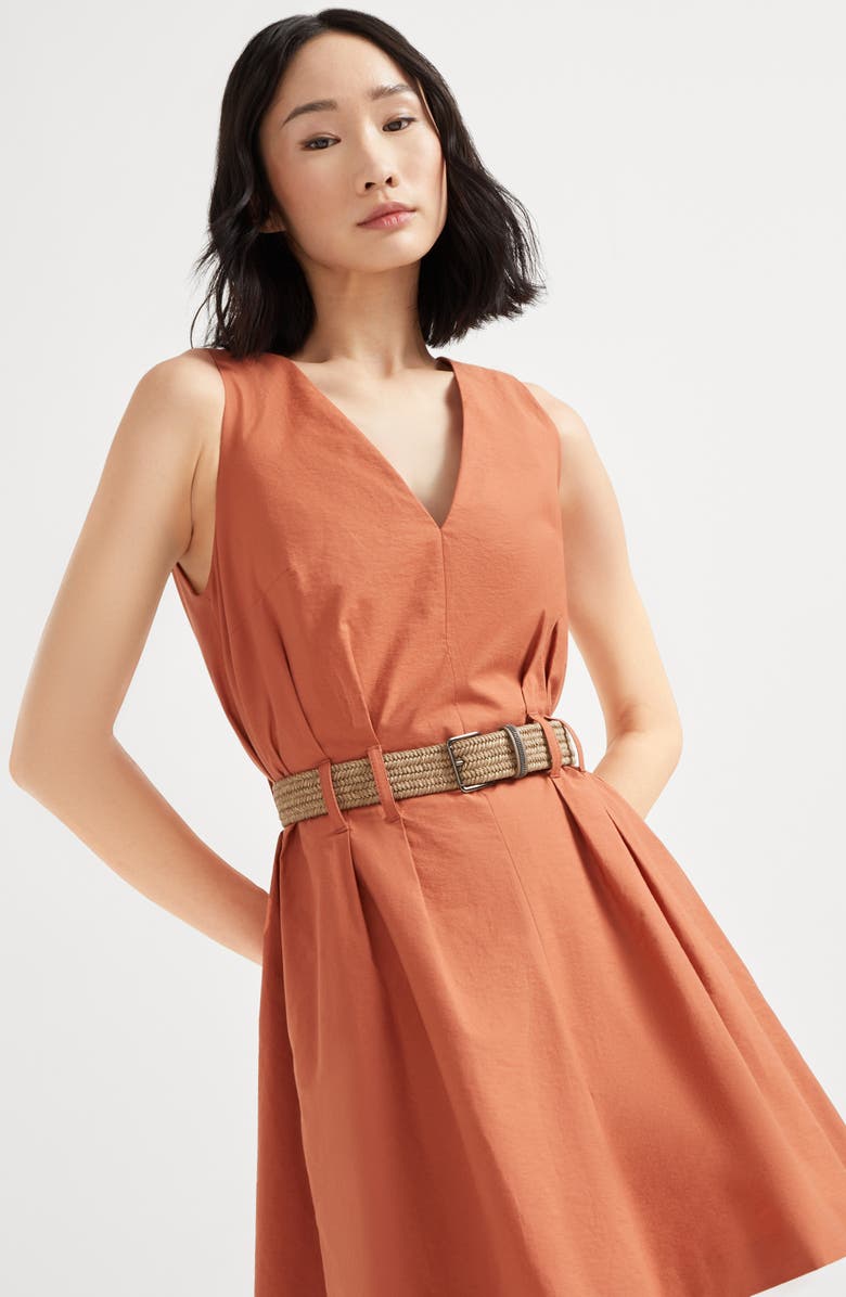 Brunello Cucinelli Twill mini dress with monili, Alternate, color,