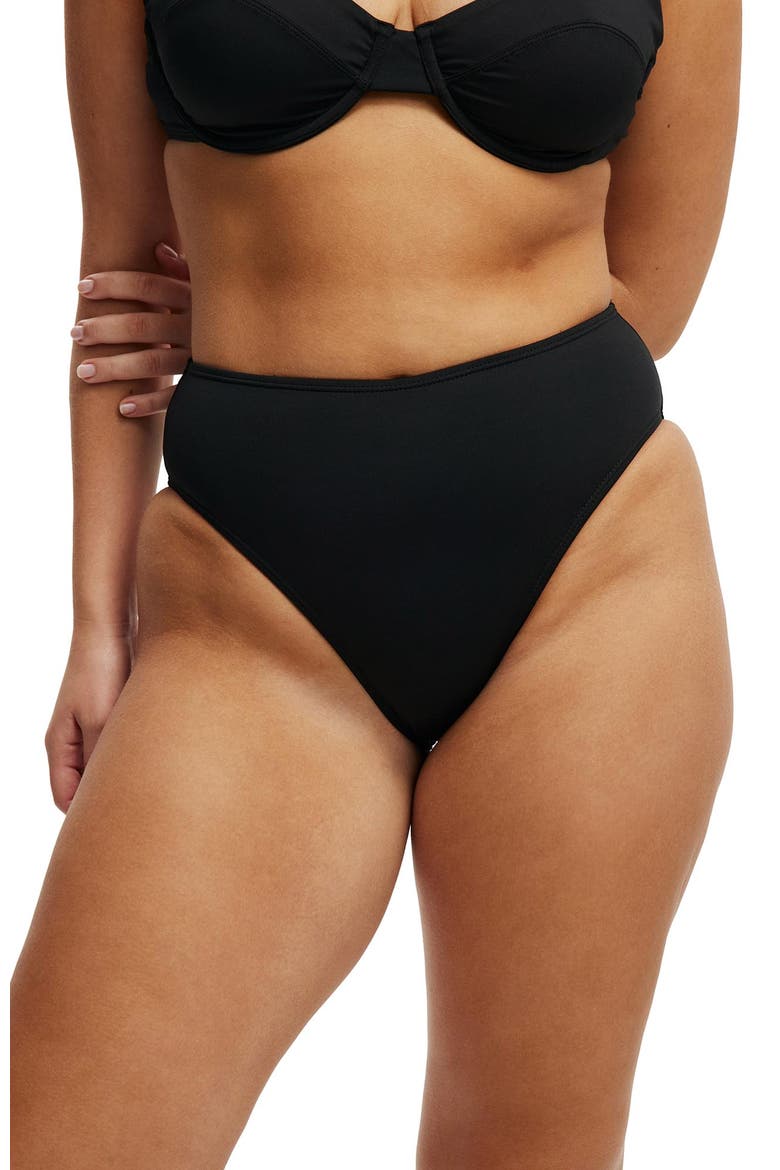 Women's Highwaisted Cheeky Bikini Bottom, Main, color, Black