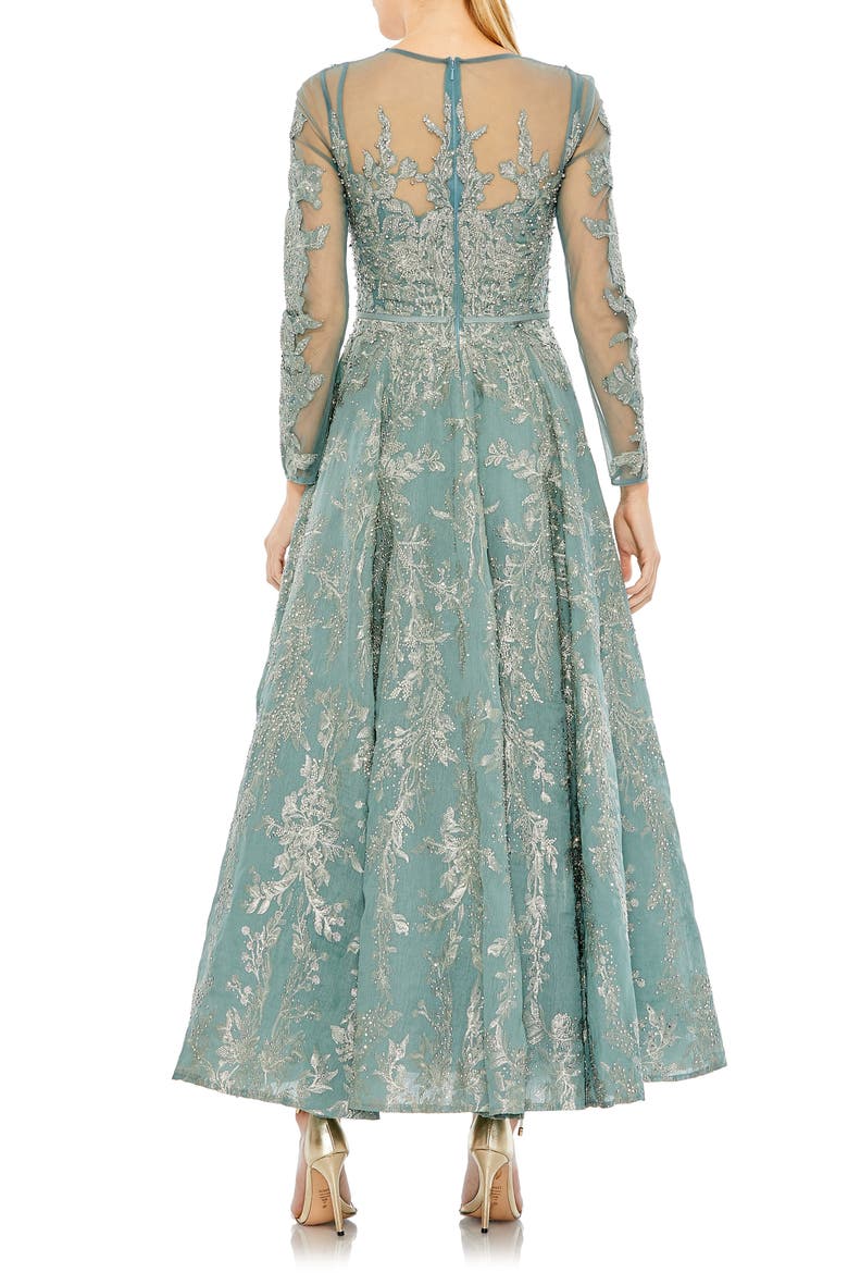 Women’s A-Line Illusion Dress with Embellished Belt, Alternate, color, JADE