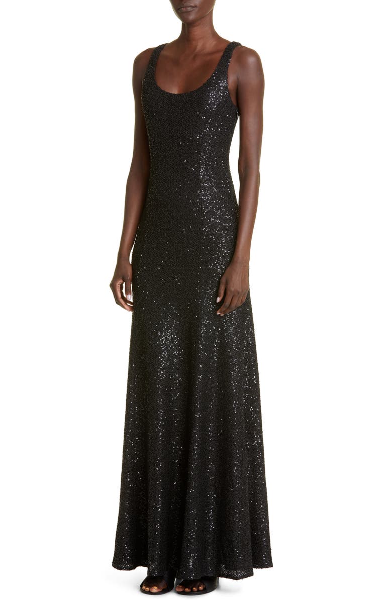 St. John Evening Sequin Knit Trumpet Gown, Alternate, color,
