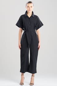 N Natori Solid Taffeta Jumpsuit with Embellishment