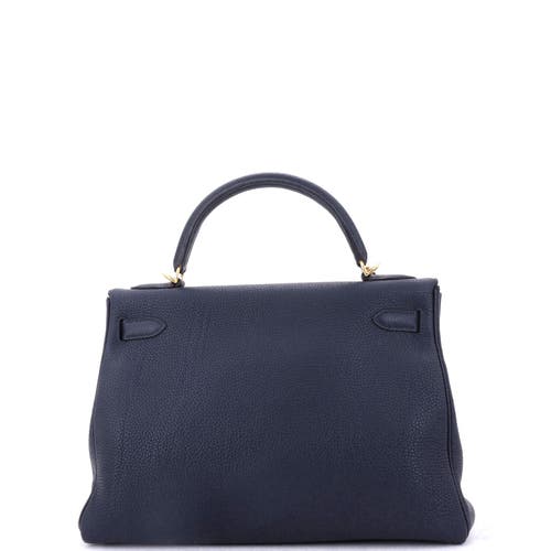 Pre-owned Hermes Hermes Kelly Handbag Blue Togo With Gold Hardware 32 In Blue