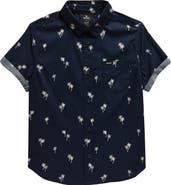 Rip Curl Kids' Paradise Palms Short Sleeve Cotton Button-Up Shirt