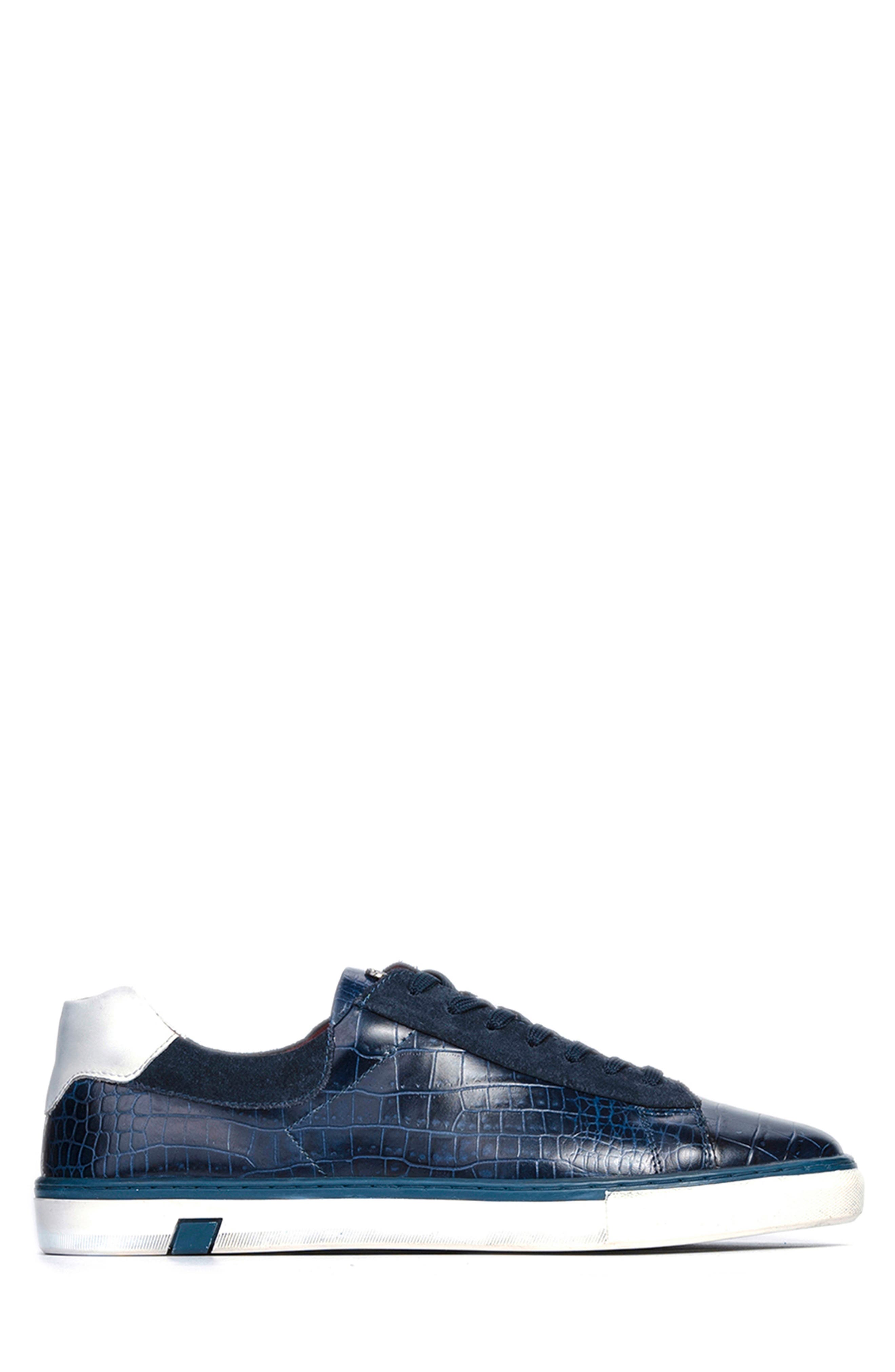 Walker Reptile Embossed Sneaker, Alternate, color, NAVY