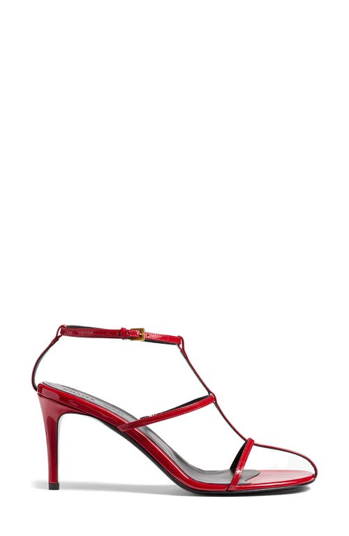 Khaite Leather T-strap Sandals In Fire Red