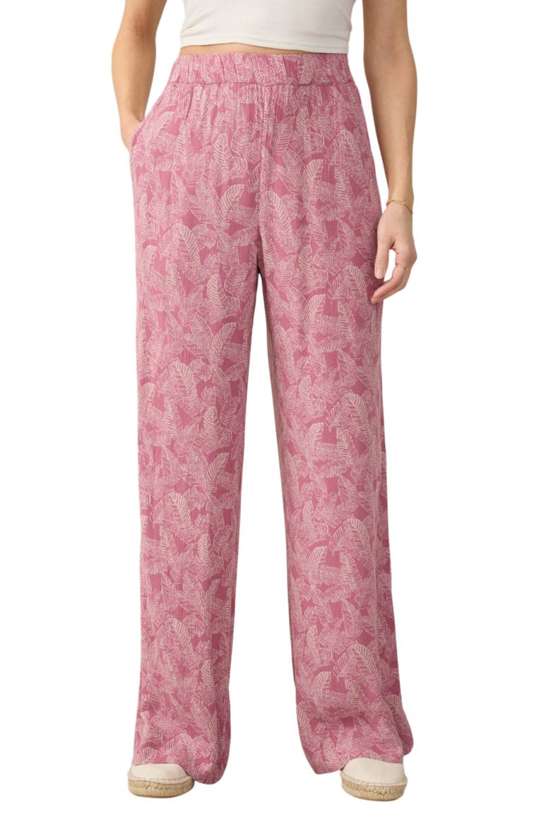 Cabana Print Pants, Main, color, DUSTY ROSE BANANA LEAF