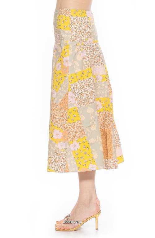 Shop Alexia Admor Hadley Stretch Cotton Midi Skirt In Ivory Patch Floral