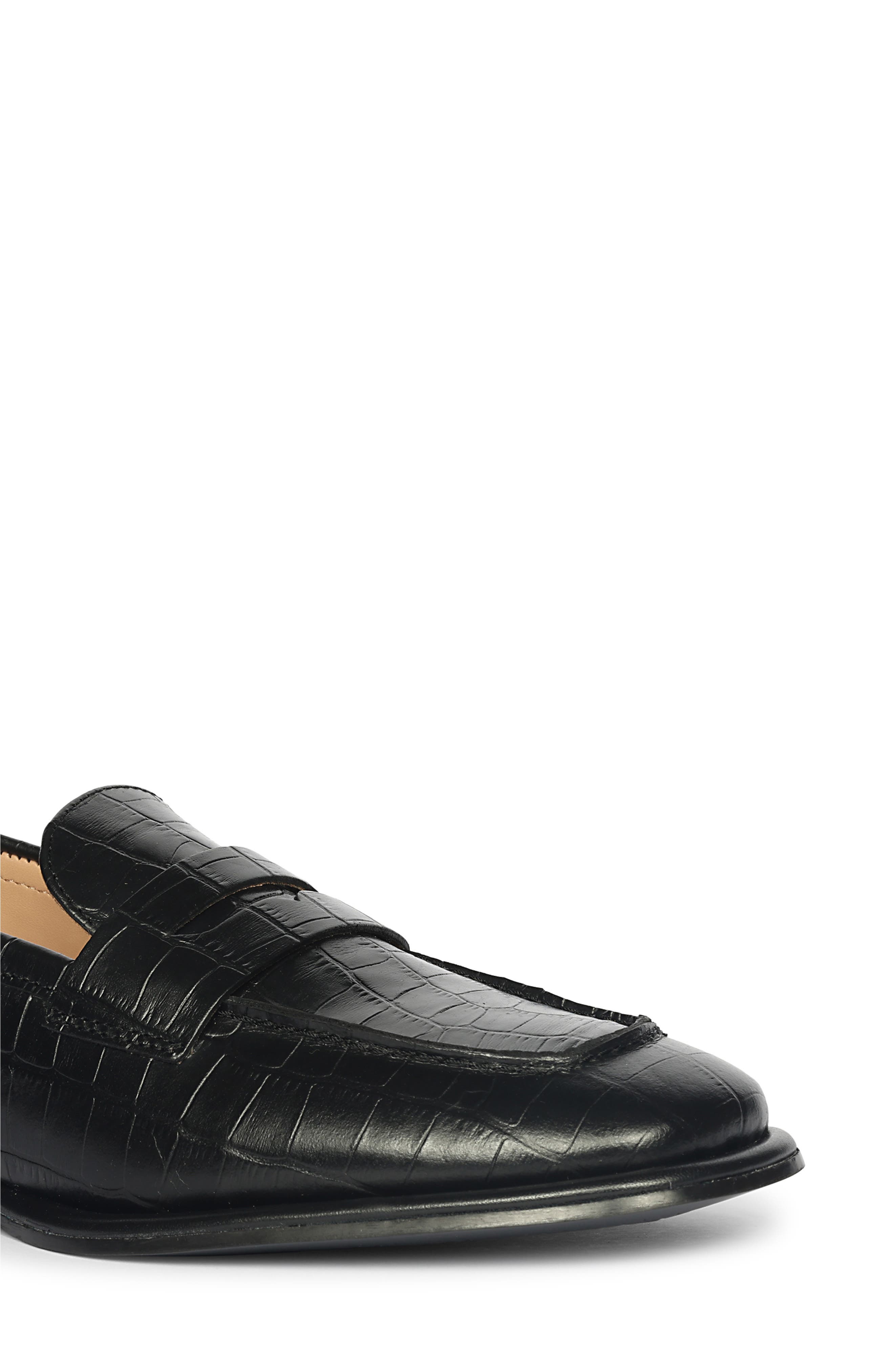SAINT G Carla Croc Embossed Loafer, Alternate, color, Black