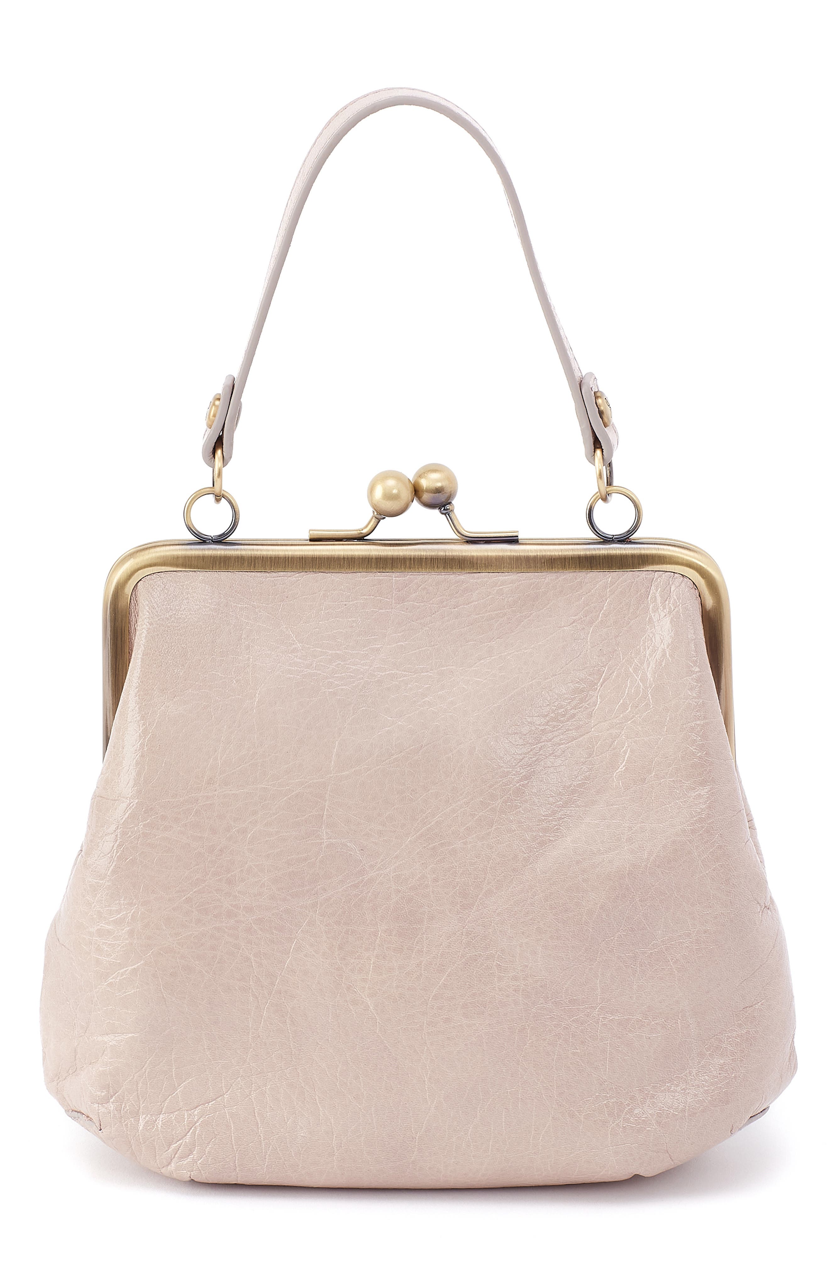 HOBO Alba Leather Frame Crossbody Bag, Alternate, color, Stone Gloss