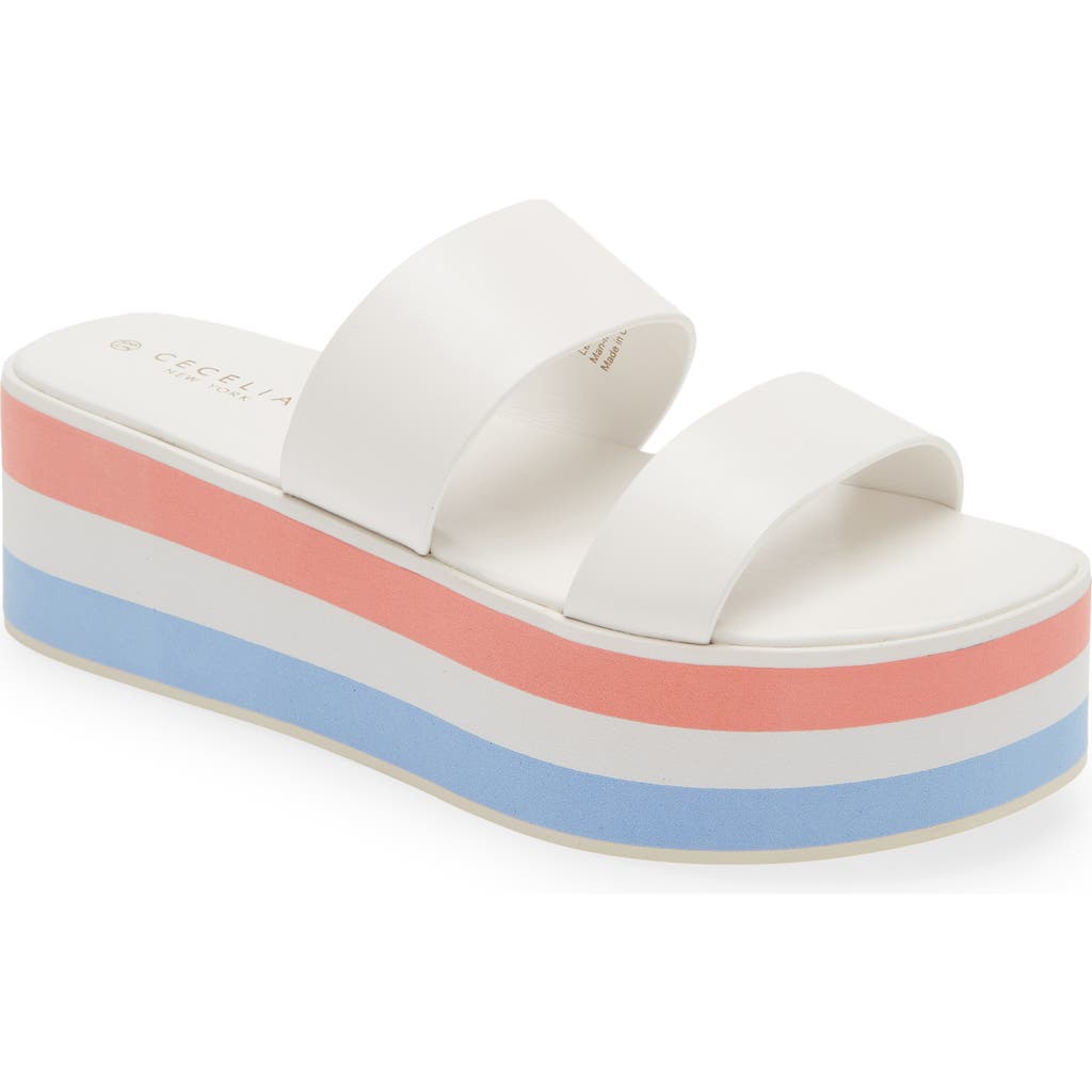 Cecelia New York King Platform Slide Sandal in White Multi  product