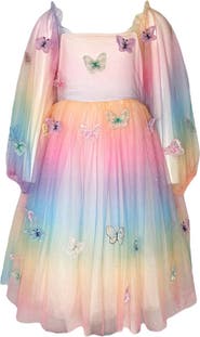 Lola + The Boys Rainbow Butterfly Ombre Dress