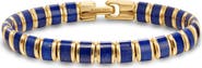 David Yurman Men's Spiritual Beads Flat Bead Bracelet in 18K Yellow Gold with Lapis, 8mm