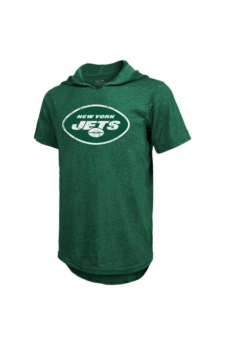 Majestic Threads Men's Majestic Threads Ahmad Sauce Gardner Heather Green New York Jets Player Name & Number Tri-Blend Hoodie T-Shirt, Alternate, color, Heather Green