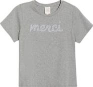 Cinq à Sept Merci Embellished Cotton Graphic T-Shirt