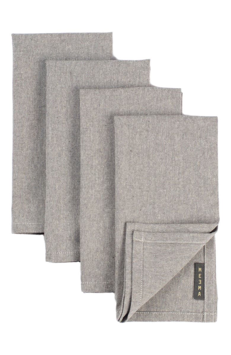 Meema Cloth Napkins - Set of 4 - Solid, Main, color, Charcoal