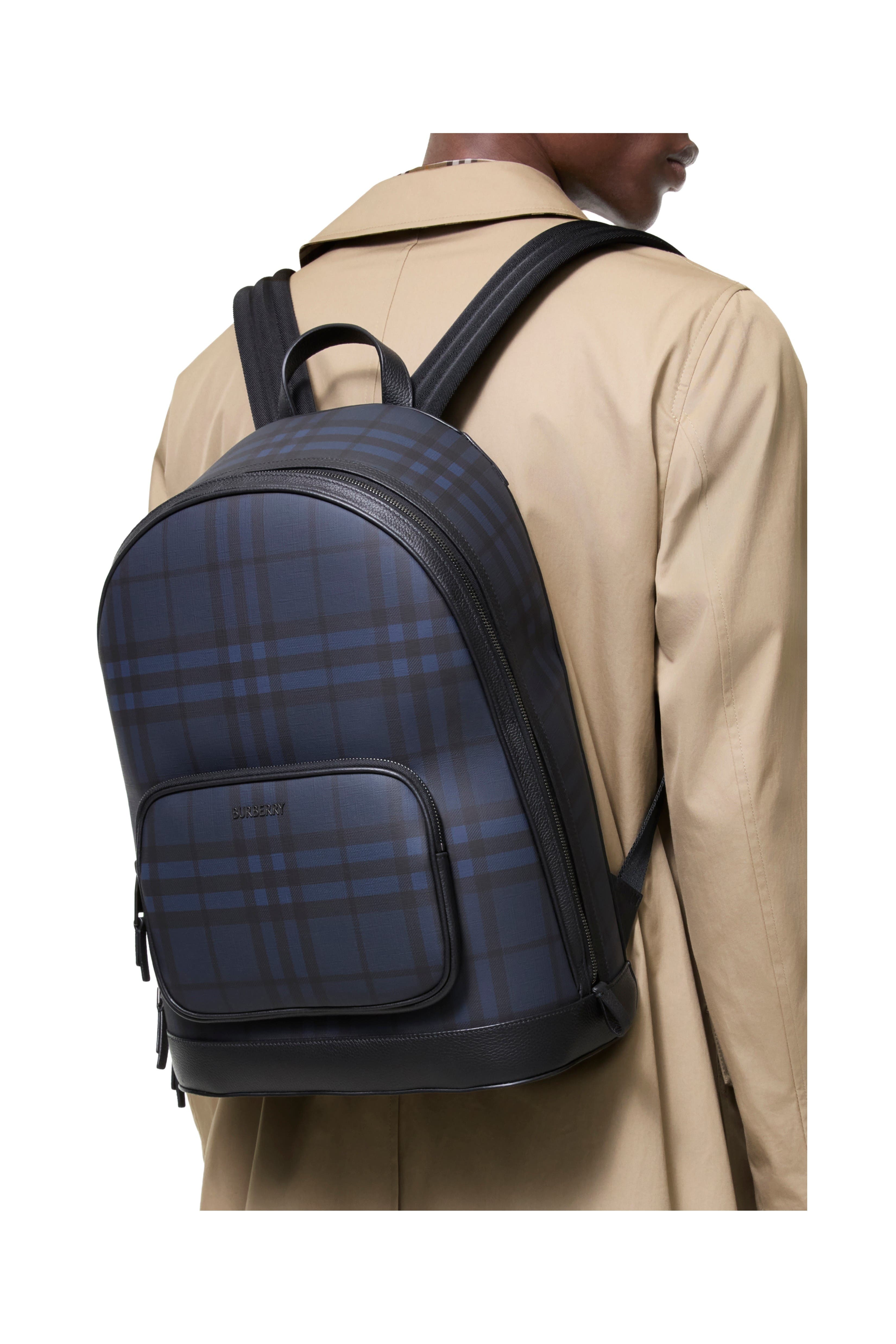 Burberry City Check Backpack, Alternate, color, Navy