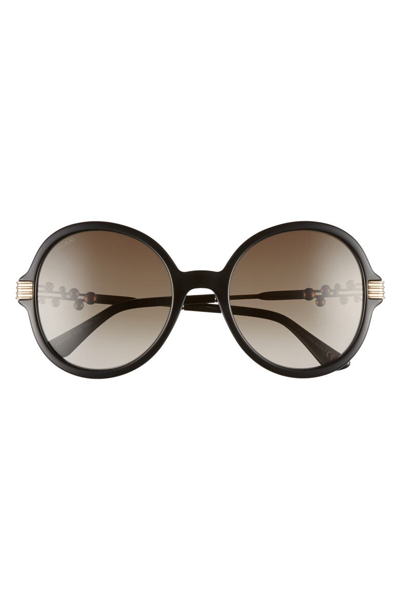Adria 55mm Round Sunglasses, Alternate, color, BLACK