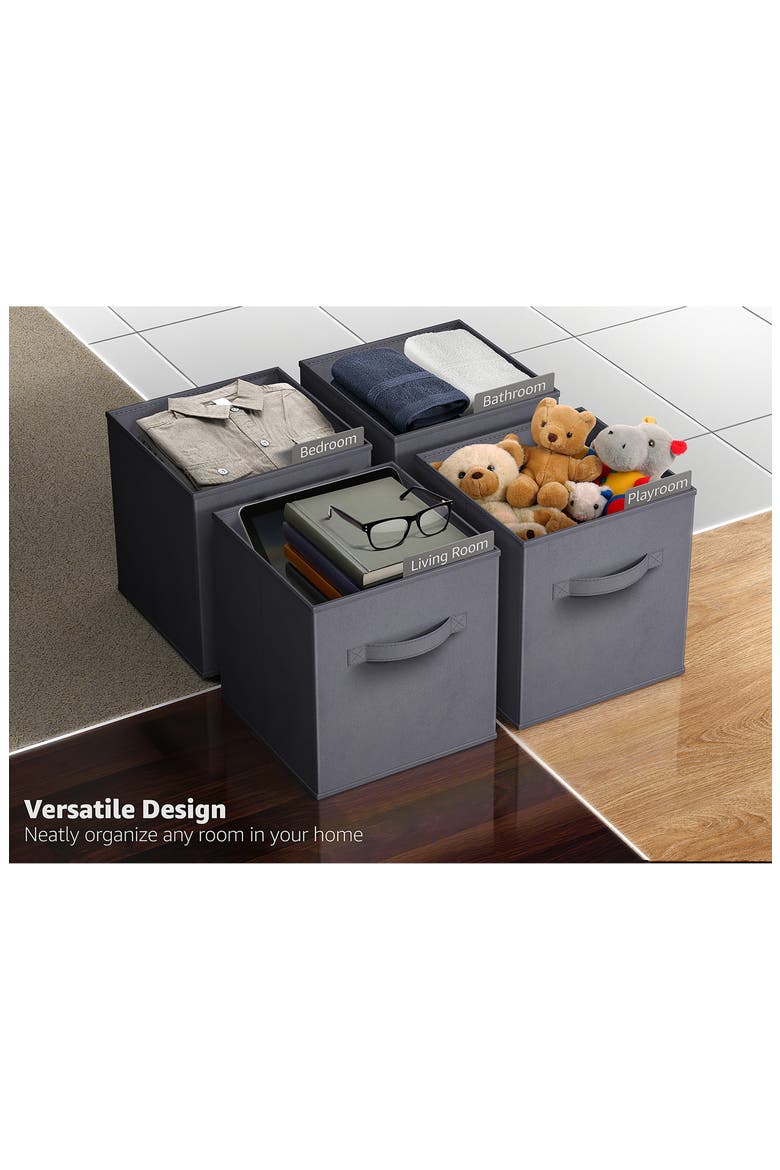 8-Pack Foldable Storage Cube Bins, Alternate, color, GRAY