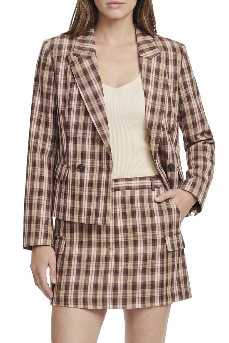 Plaid Suiting Skort, Main, color, COCA MOCHA