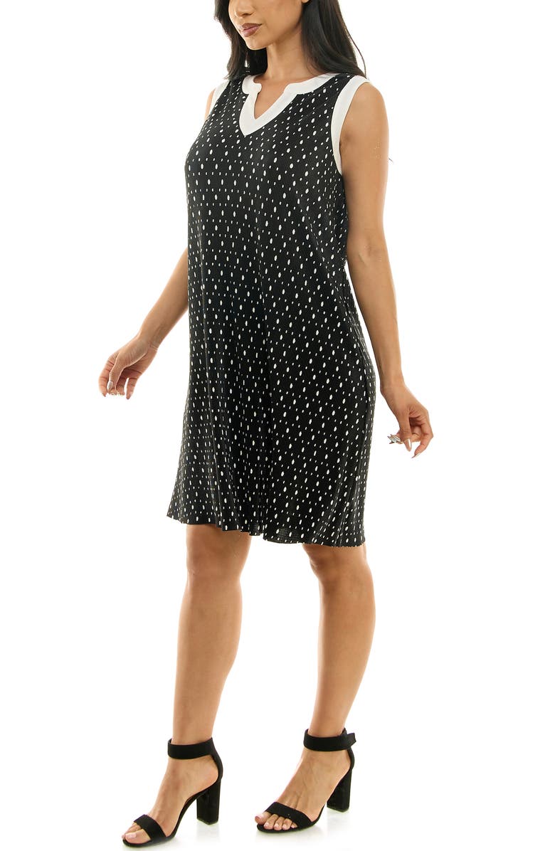 Nina Leonard Plissé Split Neck Dress, Alternate, color, 