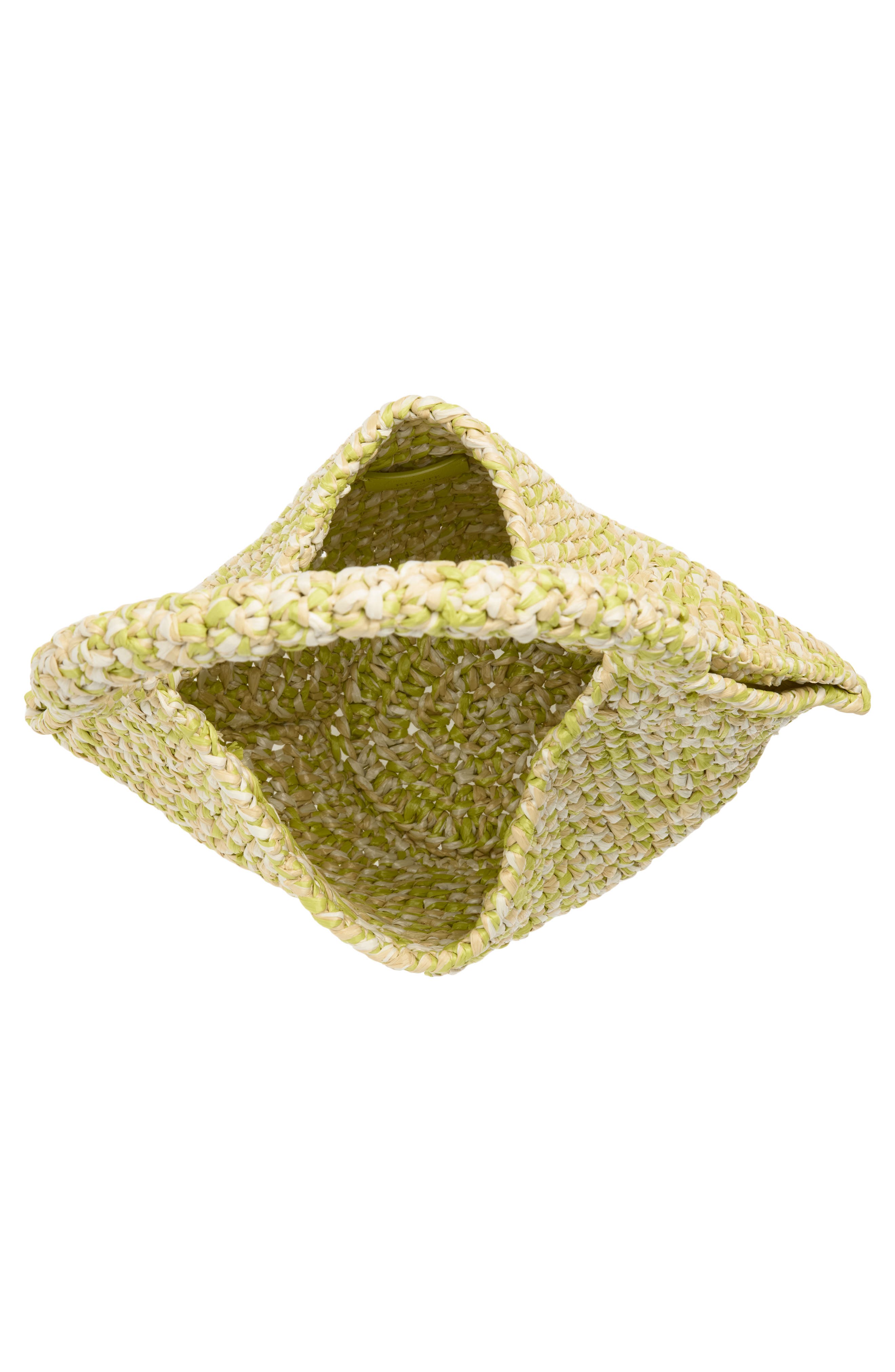 Khaite Mini Lotus Raffia Tote, Alternate, color, Citron / White