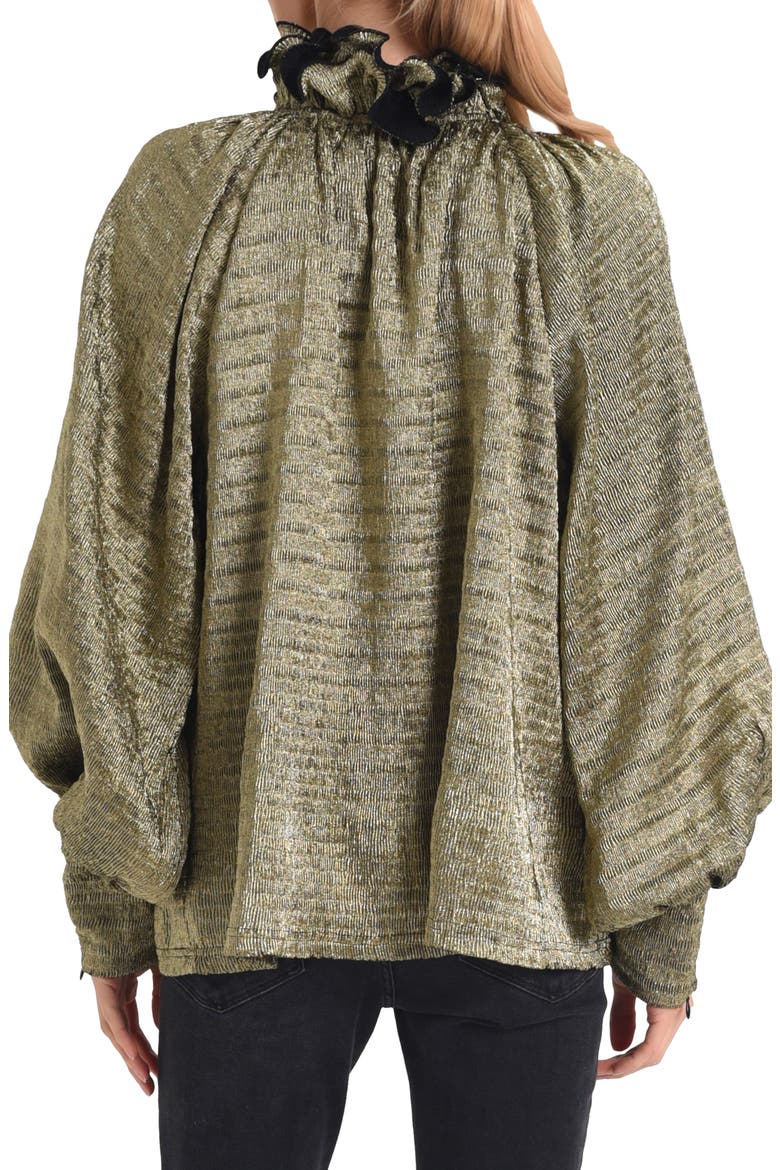 Frida Metallic Ruffle Collar Trapeze Top, Alternate, color, GOLD