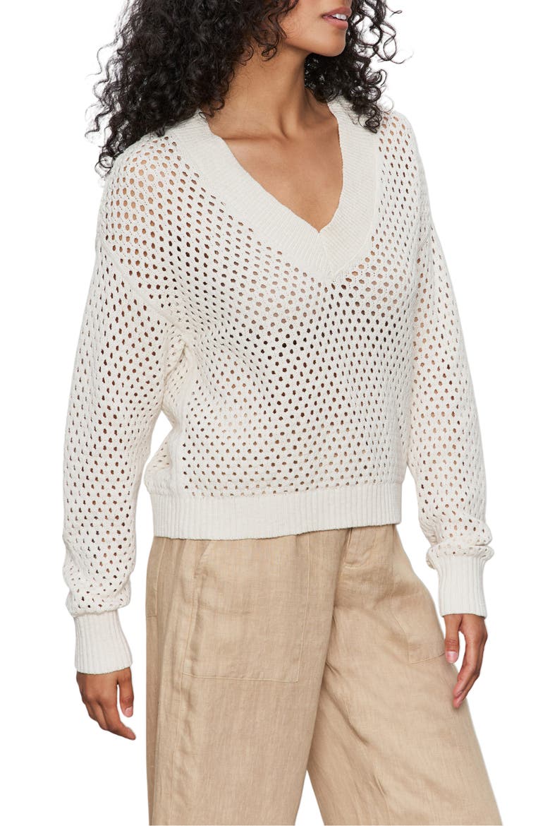 Open Stitch V-Neck Sweater, Alternate, color, MACRAME