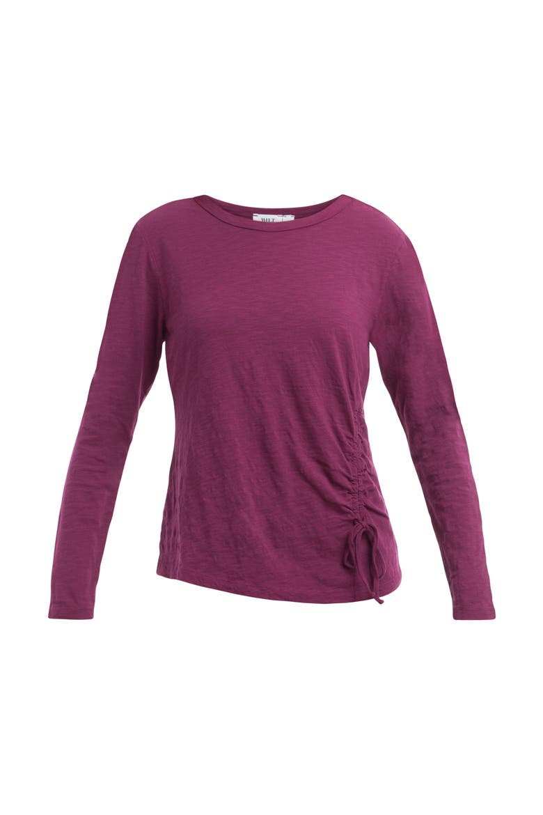 Long Sleeve Ruched Side, Alternate, color, Magenta Purple