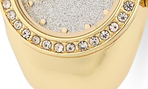 Jessica Simpson Glitter Crystal Bezel Ring Watch, 19mm In Gold