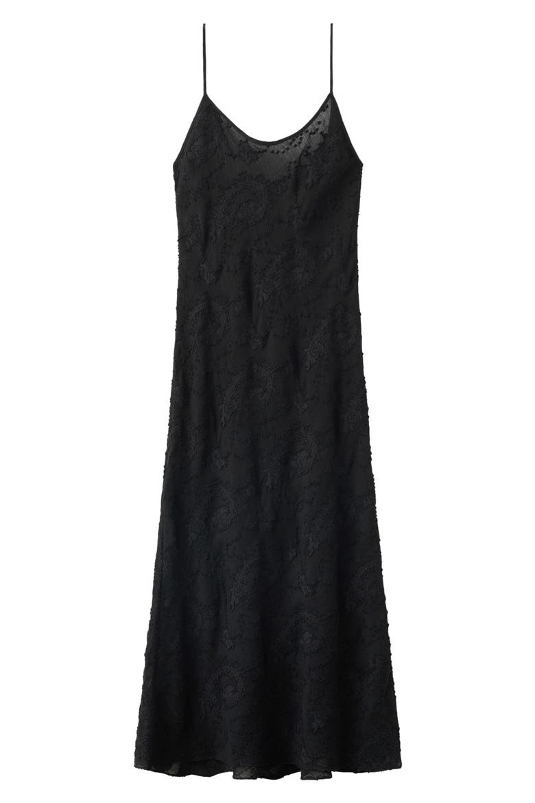 Embroidered Chiffon Slipdress, Main, color, BLACK