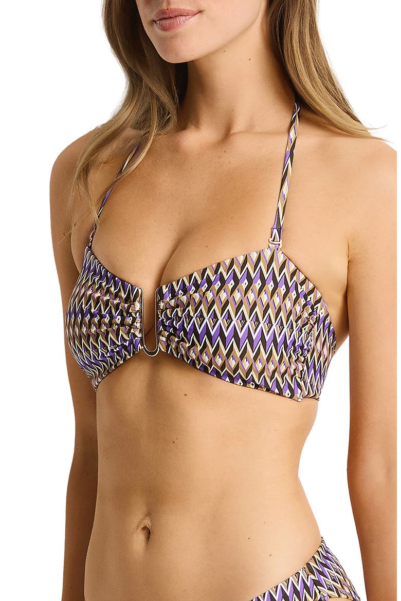 U Bar Bandeau Bikini Top, Alternate, color, COCOA