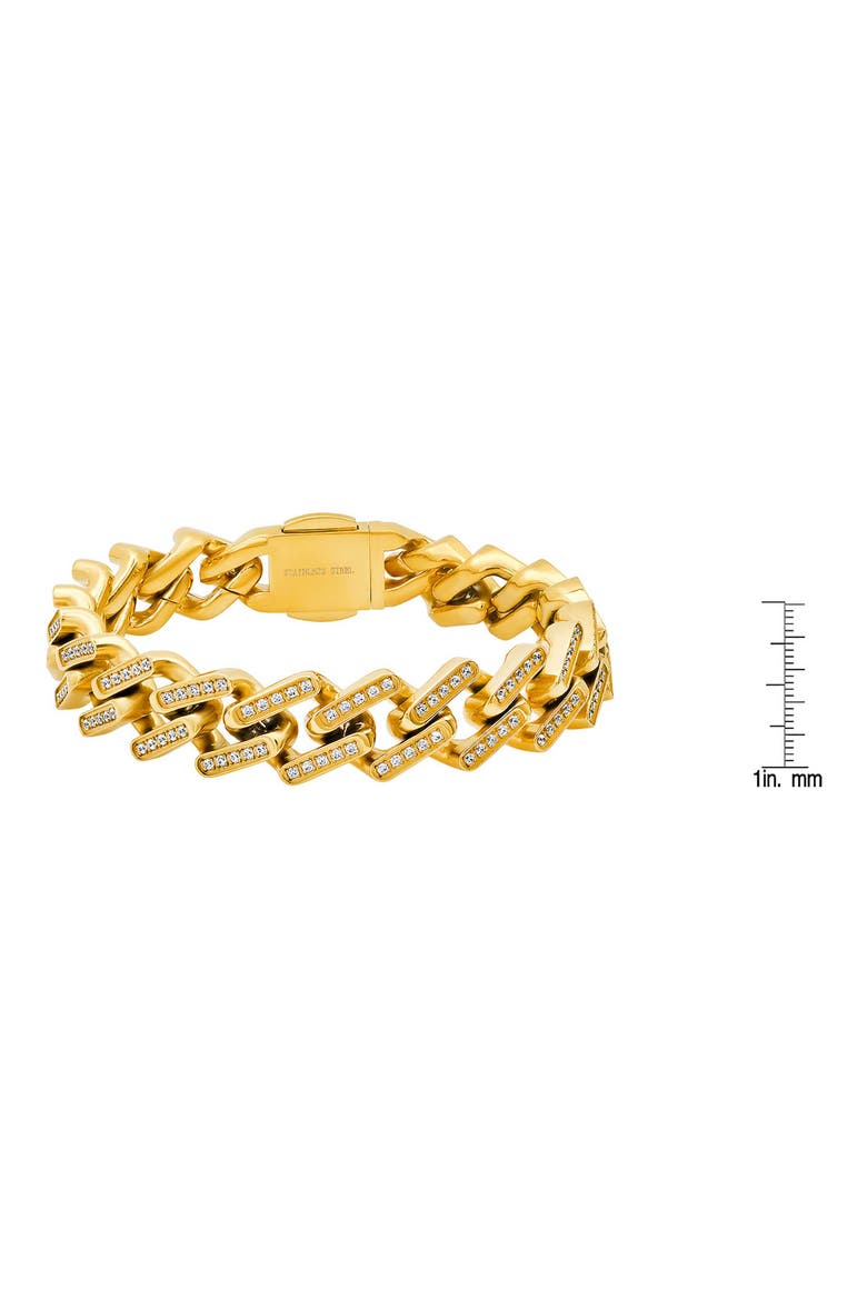 Men's Cubic Zirconia Curb Chain Bracelet, Alternate, color, GOLD