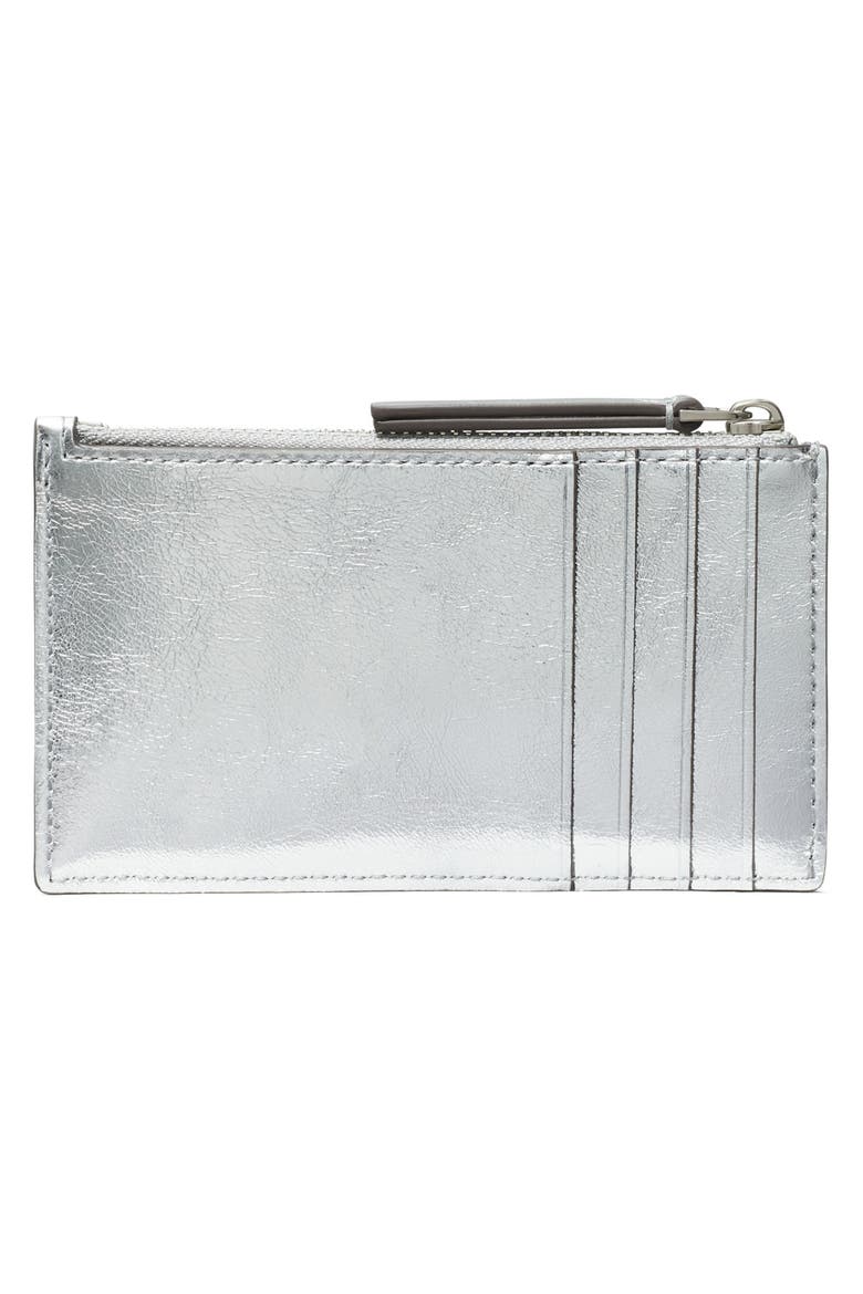 Kira Diamond Quilted Leather Zip Wallet, Alternate, color, SILVER