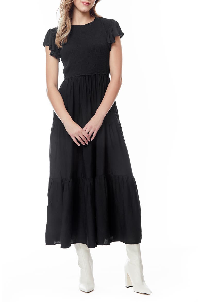 Ainsley Tiered Maxi Dress, Main, color, BLACK