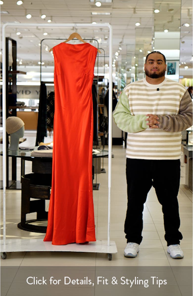 Calli Satin Backless Gown, sales video thumbnail