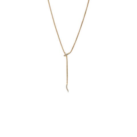 Snake Boxed Chain Lariat Necklace