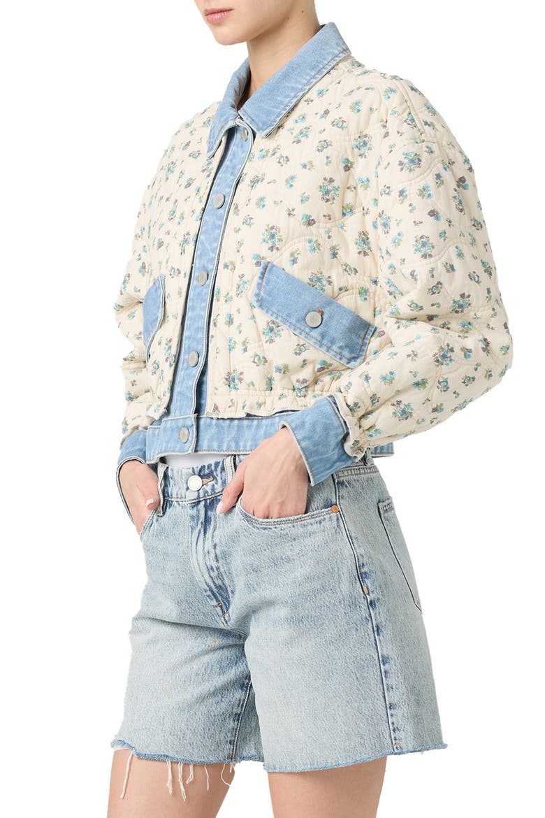 Denim Trim Floral Quilted Jacket, Alternate, color, LOVE BIRDS