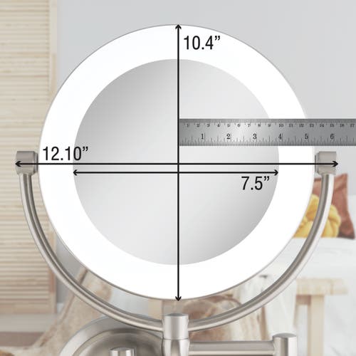 Zadro Lexington Lighted Wall Mounted Makeup Mirror With 10x/1x Magnification In Satin Nickel