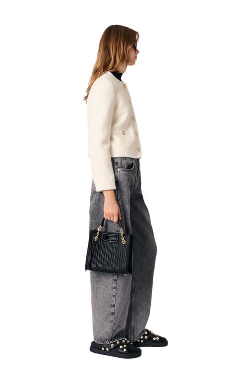 Maje Short Tweed Jacket In Ecru