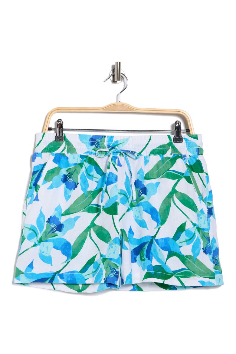 Seaside Brights High Waist Easy Linen Shorts, Alternate, color, WHITE