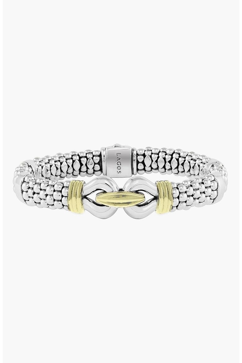 Derby Two-Tone Caviar Rope Bracelet, Main, color, STERLING SILVER - GOLD
