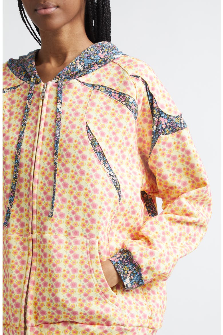Mixed Floral Print Full Zip Hoodie, Alternate, color, PINK/ CREAM FLOWER