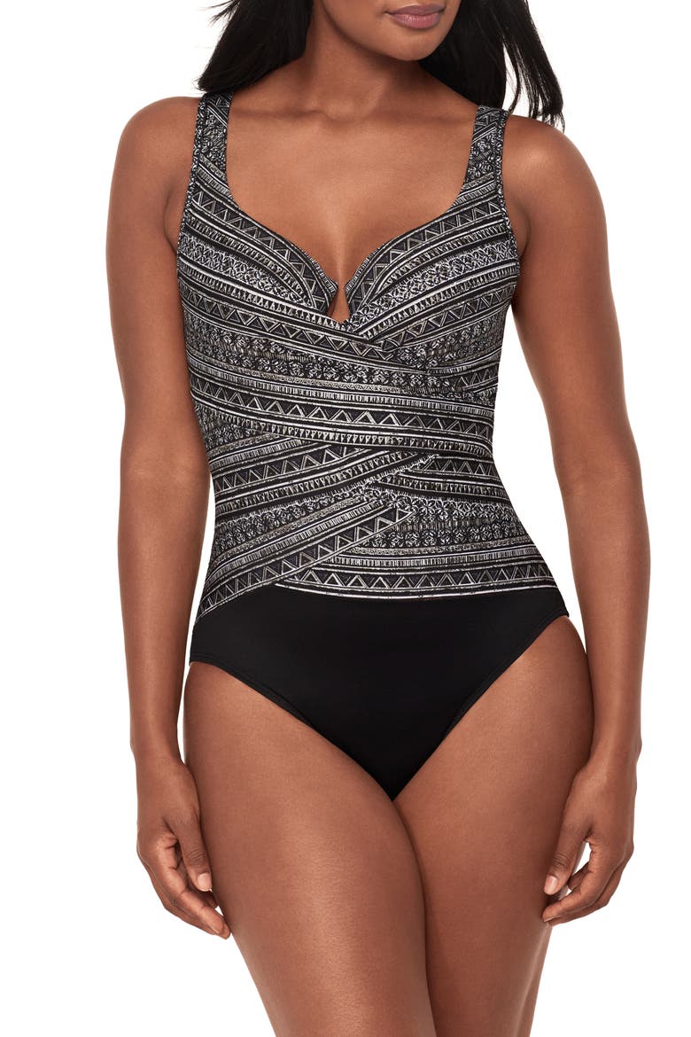 Elysium Escape Underwire One-Piece Swimsuit, Main, color, BLACK/ WHITE