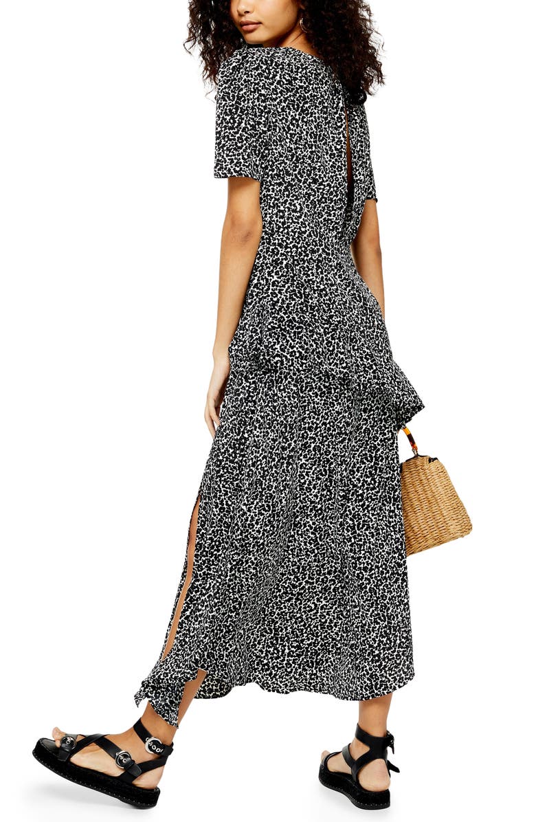 Topshop Animal Print Ruffle Dress, Alternate, color,