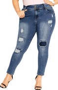 City Chic Patched Apple Skinny Jeans
